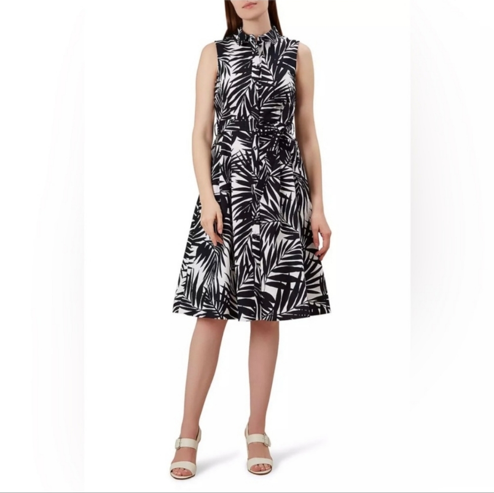 Hobbs‎ London Clarence Midi Dress Palm Print size 10
